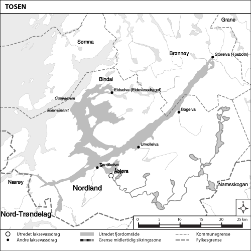 Figur 1.19 Kart over det utredete fjordområdet Tosen