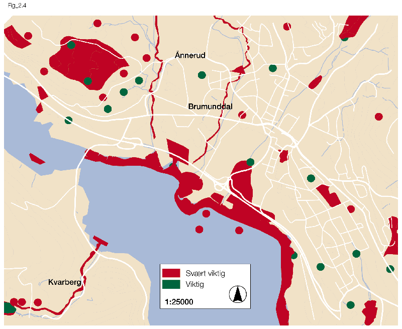 Figur 2.6 Kommunene kartlegger sitt biologiske mangfold. Kartlegging
 i Ringsaker.