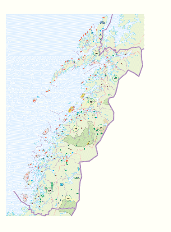 Figur 3.3 Verna og framlegg til verna område i Nordland.
