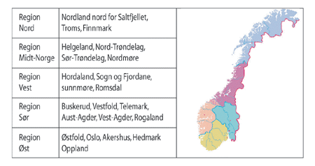 Figur 10.5 Fordeling av verdier av innvunnet kraft ved hjemfall (fylkesnivå).
 GWh.