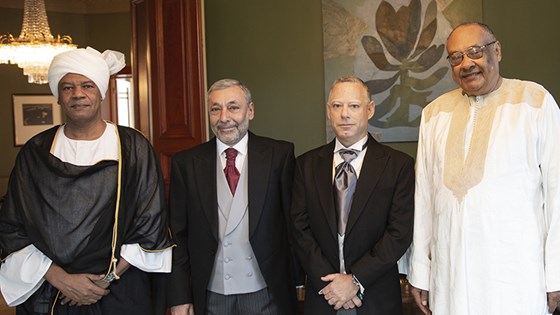 From left: Ambassador of Sudan, H.E. Mr Emad Aldin Mirghani Abdelhamid, Ambassador of Armenia, H.E. Mr Alexander Arzoumanian, Ambassador of Israel, Mr Alon Roth-Snir, Ambassador of Gambia, H.E. Mr Francis Rene Blain. Photo: M.B. Haga, MFA, Oslo