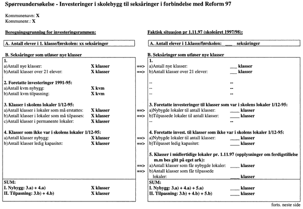 Figur 1.1 Spørreundersøkelse - Reform 97 (side 1 av 2)