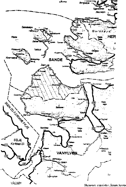 Figur 1.1 Skravert område: Åram krets