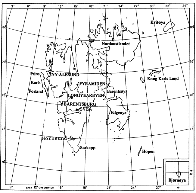 Figur 3.1 Kart over Svalbard
