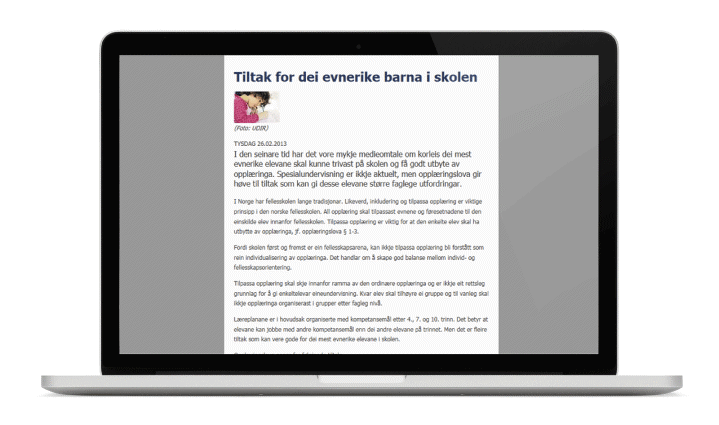 Figure 6.3 Example from Rogaland. On its website, Rogaland county authority shows how the schools may use the option to redistribute tuition periods for students with higher learning potential (Here the term “gifted students” is used, in Norwegian).
