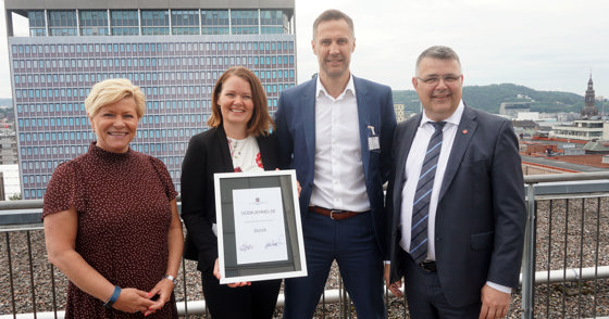 Fra venstre: finansminister Siv Jensen, XX XX og olje- og energiminister Kjell-Børge Freiberg.