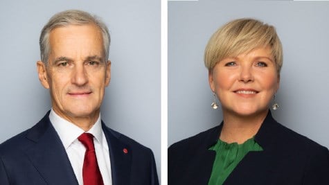 Statsminister Jonas Gahr Støre og samarbeidsminister Anne Beathe Tvinnereim. Foto: NTB Kommunikasjon/Statsministerens kontor