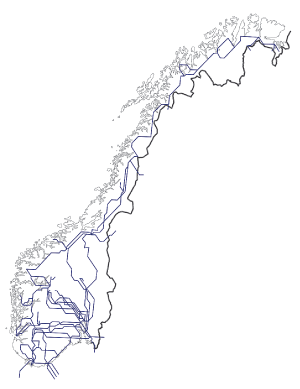 Figur 2.3 Kart over sentralnettet i Norge