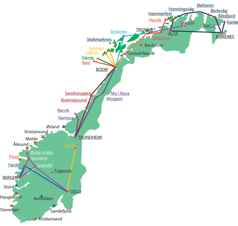 Figur 4.16 FOT-ruter i Norge
