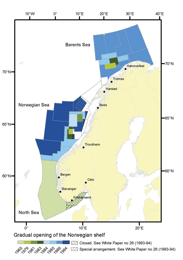 Figur 6.4 Gradual opening of the Norwegian Shelf.