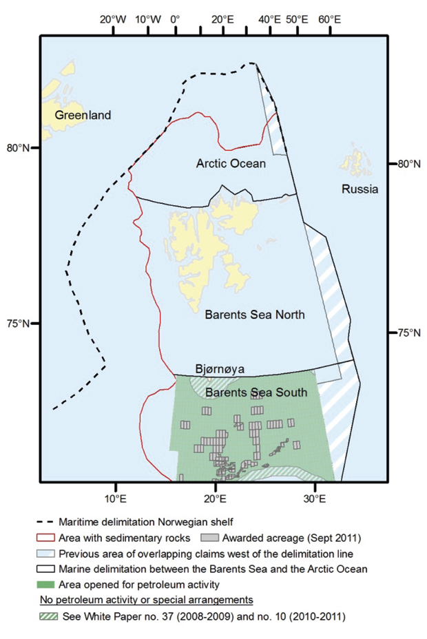 Figur 6.8 The Barents Sea North and the Arctic Ocean.