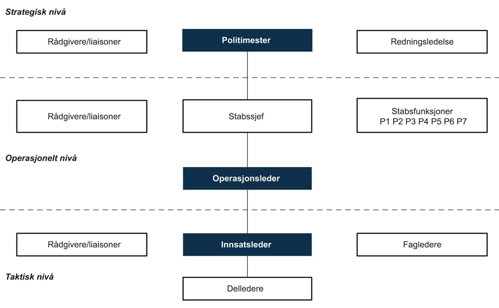 Figur 5.6 Ledelsesnivåene i politidistrikt og særorgan