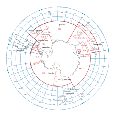 Figur 3.5 CCAMLR sitt konvensjonsområde og dei ulike underområda.  