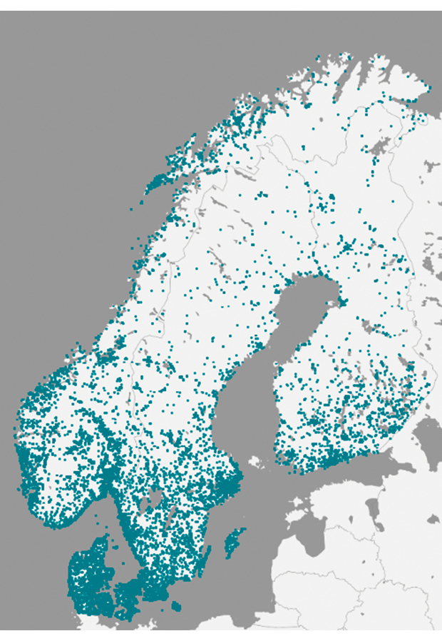 Figur 7.2 Airbnb-boliger i nordiske land i 2016
