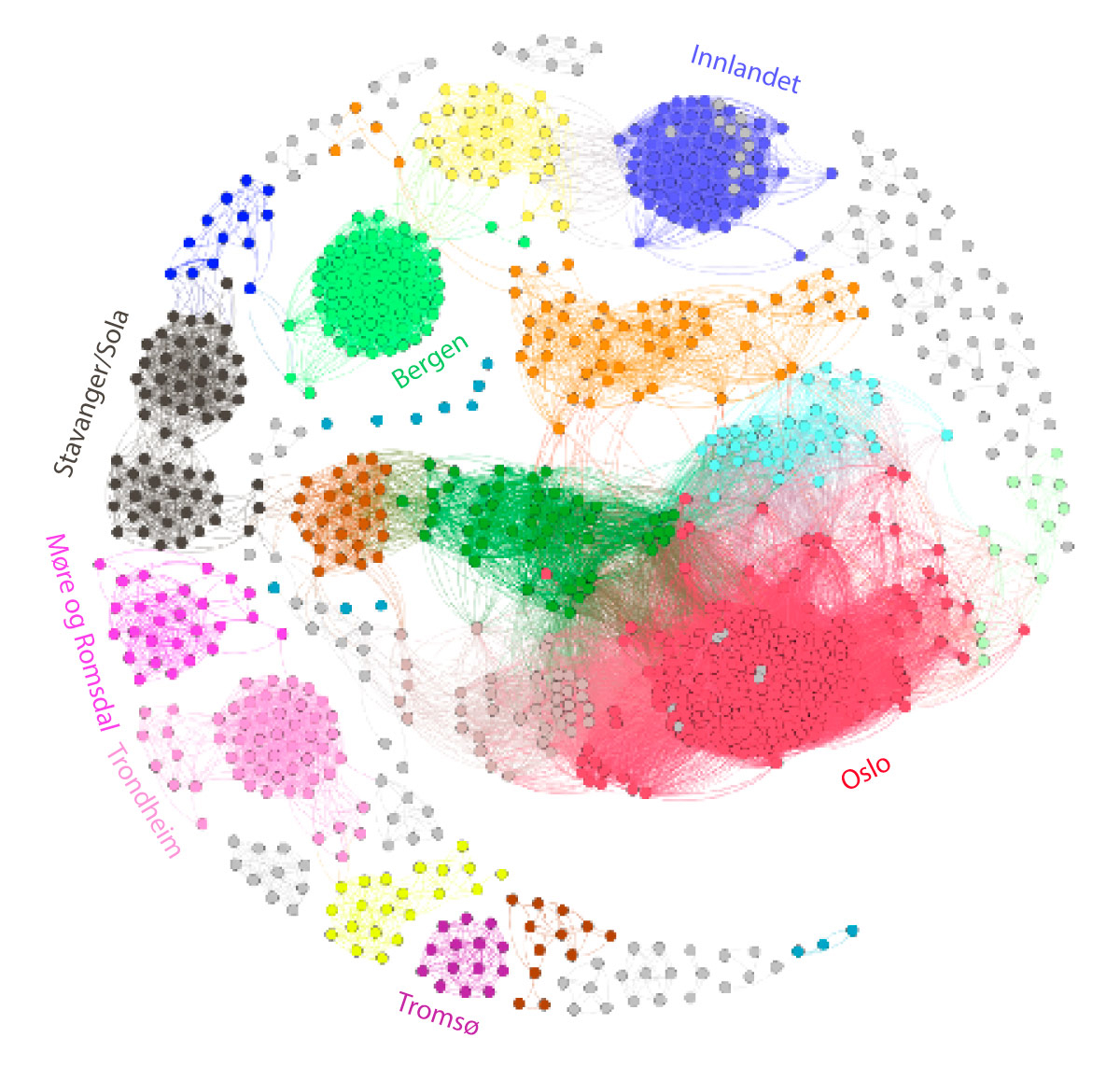 Figur 5.9 Nettverksanalyse av apoteks geografiske plassering,1 2022