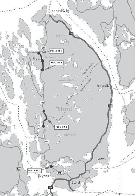 Figur 3.2 Kart som viser prosjekt