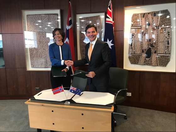 Ambassador for Arctic and Antarctic Affairs for Norway, Anniken Krutnes, signed the MoU with Australia about cooperation in the Antarctic and the Southern Ocean.