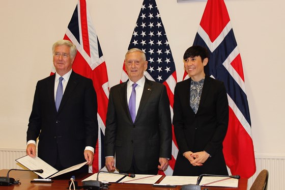 The United States, the United Kingdom, and Norway signed a statement of intent to lay out guiding principles for trilateral partnership with P-8A Aircraft today.