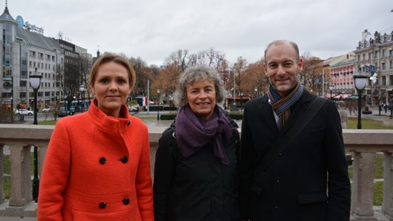 Minister of Culture Linda Hofstad Helleland, Marit Reutz, Board chair of the Cultural Business Development Foundation and Knut Olav Åmås, Director of the Fritt Ord Foundation.