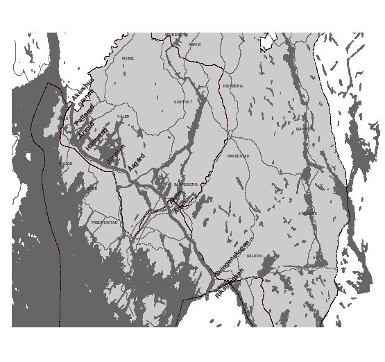 Figur 3.1 Kart over parseller på E6 i Østfold.