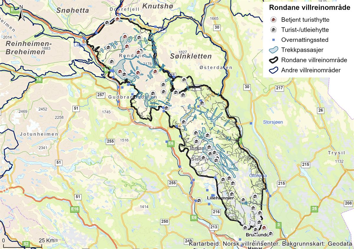 Oversiktskart over villreinområdet