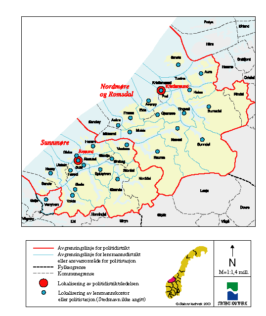 Figur 5-31 Kartutsnitt Møre og Romsdal fylke - forslag til ny politidistriktsinndeling