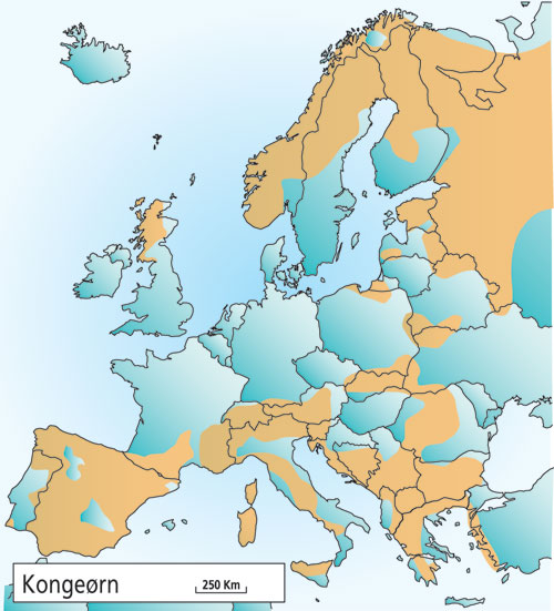 Figur 4.5 Utbredelsen av kongeørn i Europa i 2001.