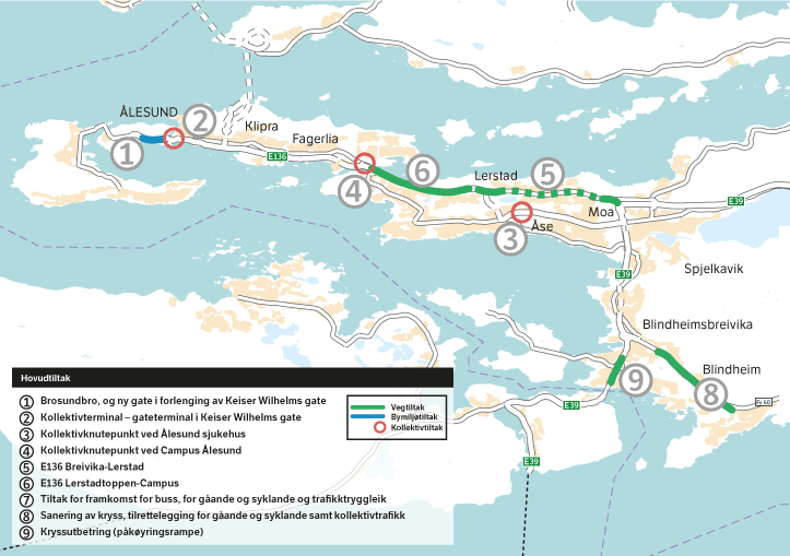 Figur 3.1 Kart over utbyggingsområdet med aktuelle prosjekt.