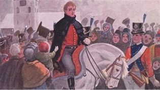 Prins Christian Frederik på torvet i Christiania 1814