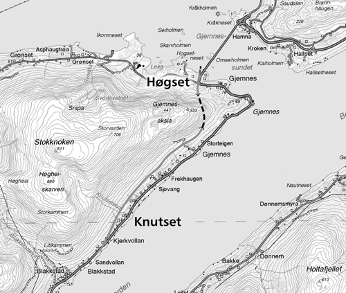 Figur 3.1 Kartskisse E39 Knutset – Høgset