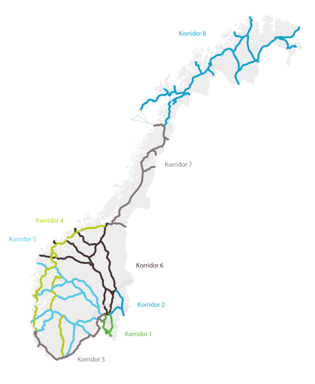 Figur 4.3 Transportkorridorene for riksveinettet
