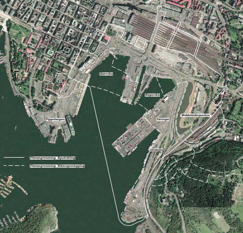 Figur 2.1 Omfanget av Bjørvikaområdet.