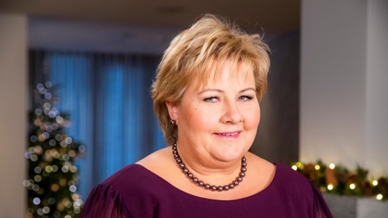 Statsminister Erna Solberg holder nyttårstalen 2019 i statsministerboligen.