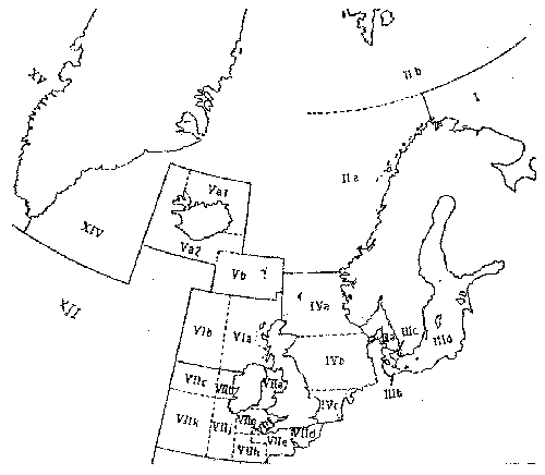 Figur 3.1 viser dei ulike statistikkområda som ICES nyttar i si rådgjeving.