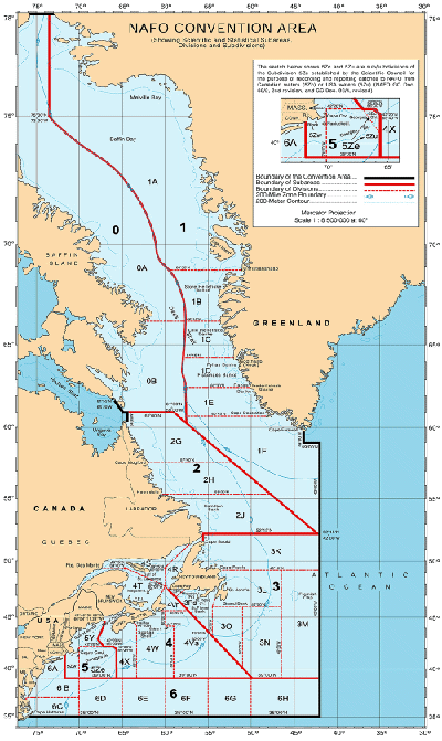 Figur 3.2 NAFO sitt konvensjonsområde