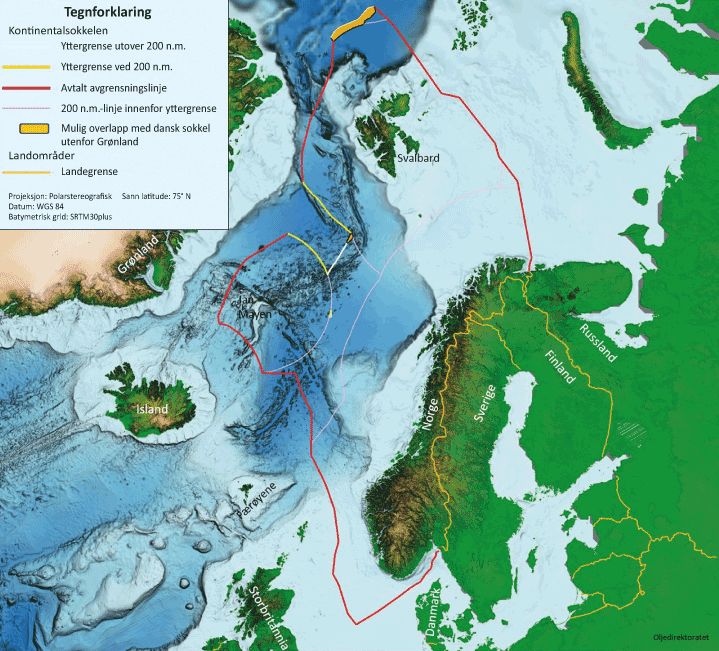 Figur 3.2 Norges kontinentalsokkel i nord