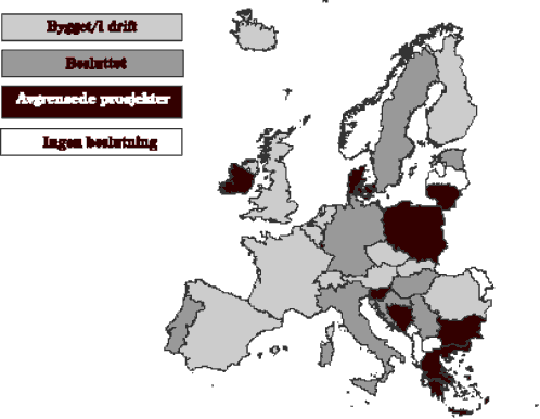 Figur 4.1 Nødnettutbyggingen i Europa