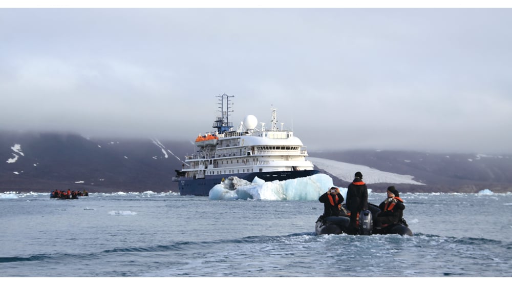 Figure 9.1 Tourism – cruise ship with inflatable boats.

