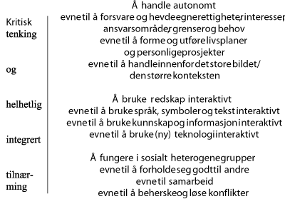Figur 8.1 Nøkkelkompetanser for et vellykket liv og et velfungerende samfunn*
