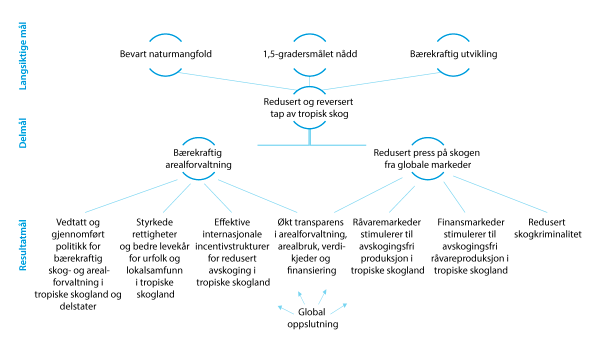 Figur 6.1 Det strategiske rammeverket til Klima- og skoginitiativet