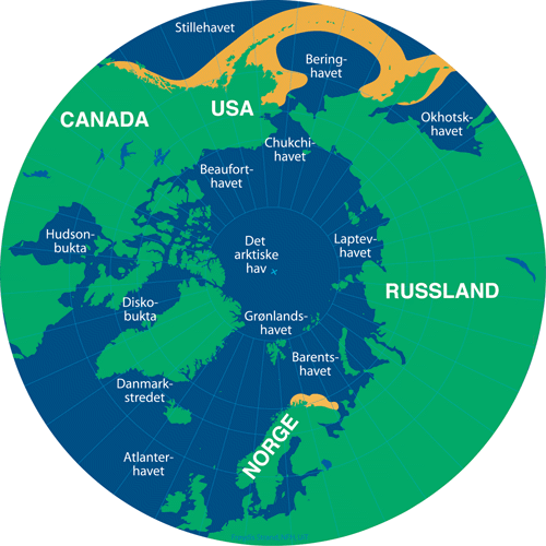 Figur 2.1 Utbredelse av rød kongekrabbe, 
Paralithodes camtschaticus
  (gule felter)