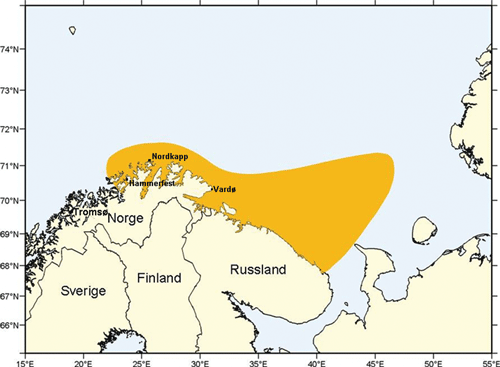 Figur 2.2 Utbredelse av kongekrabbe i Barentshavet i 2007
