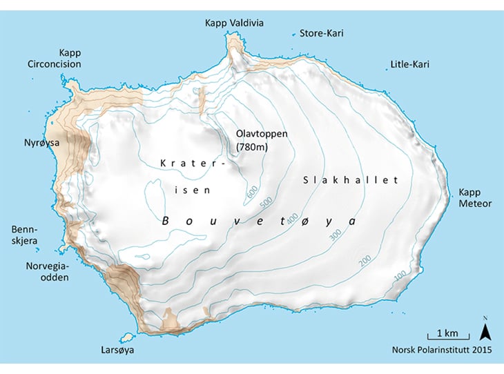 Figur 2.3 Kart over Bouvetøya. 
