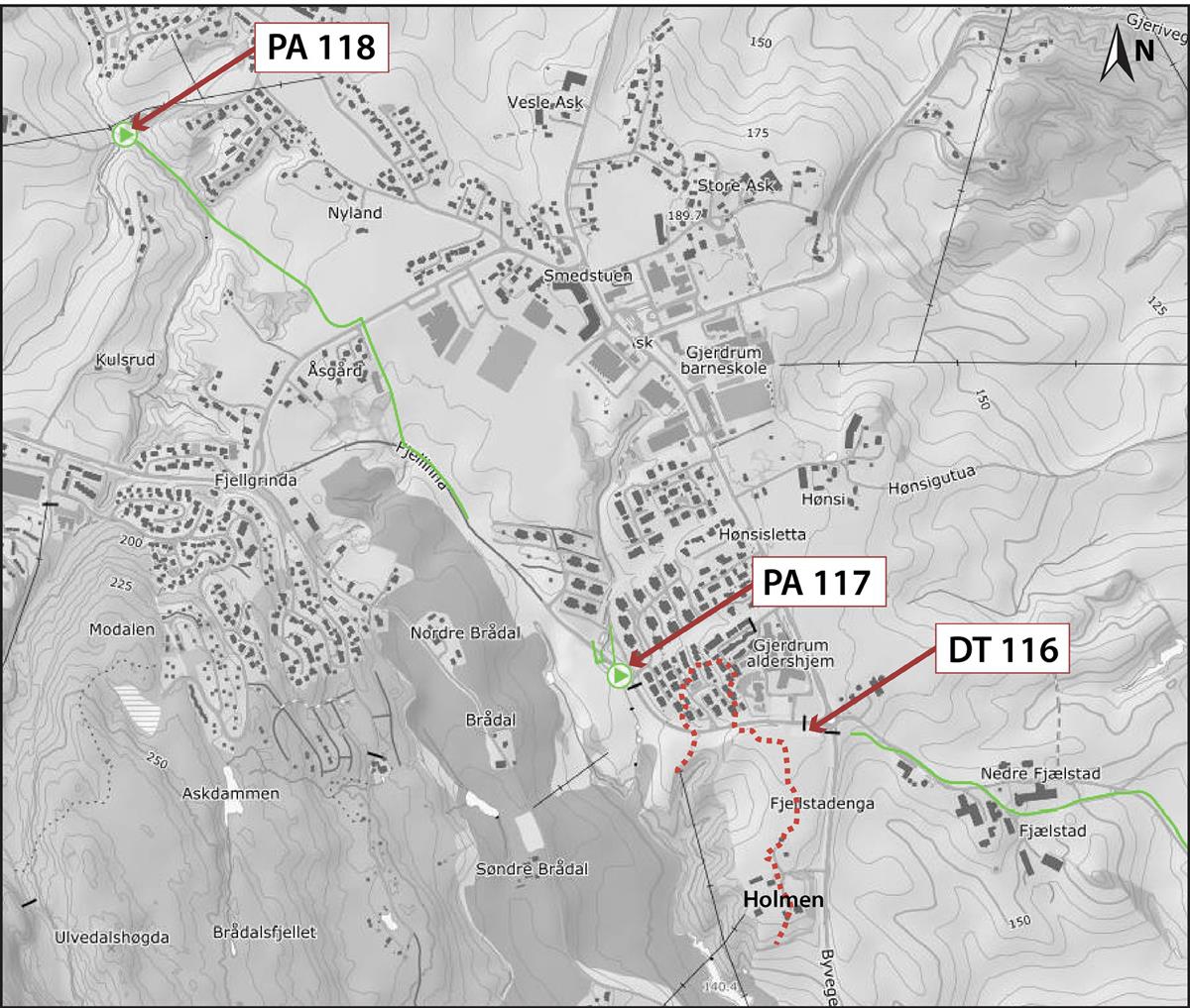 Oversiktskart med punktene som MIRA overvåker. Kilde: MIRA