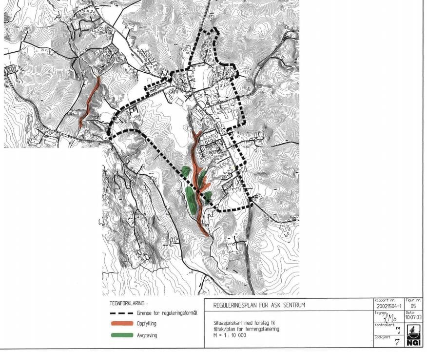 Tegning viser tegning 5 som var vedlagt ROS-analysen (NGI, 2003b).