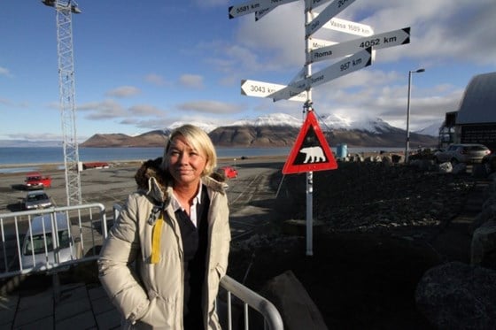 Næringsminister Monica Mæland på Svalbard.
