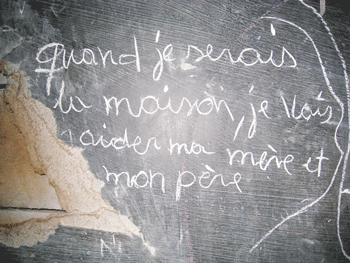 Figure 4.3 “When I come home, I will help my mother and father,” writes a former child soldier from the Congo.