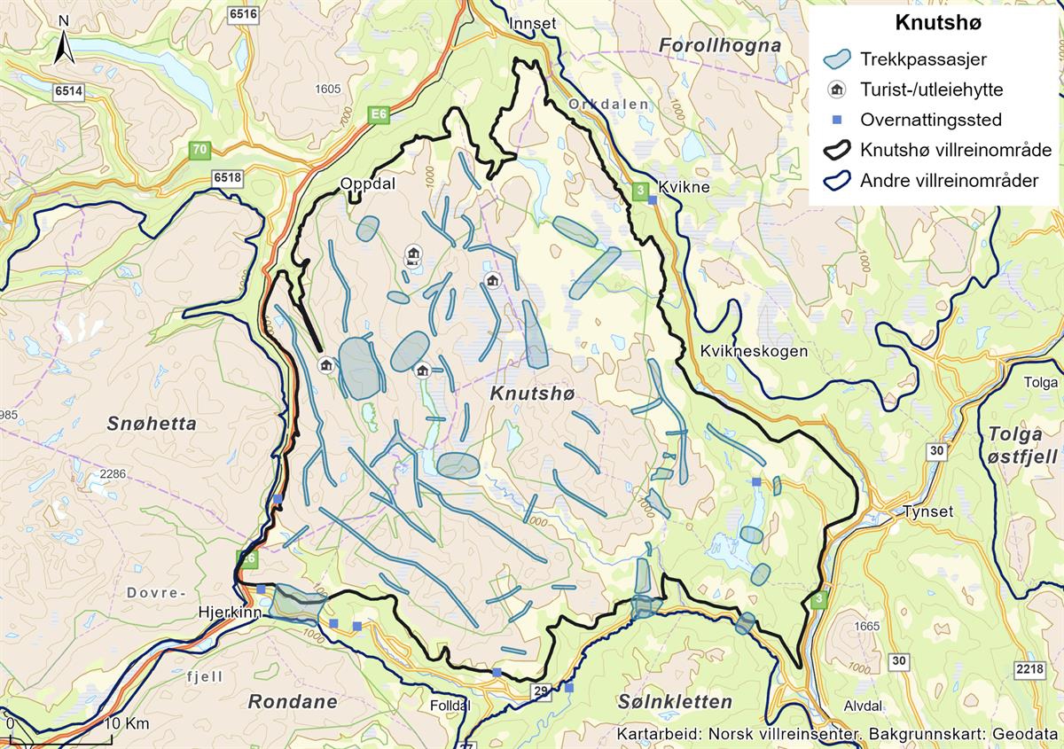 Oversiktskart over villreinsområdet