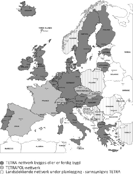 Figur 4.1 Nødnett i Europa