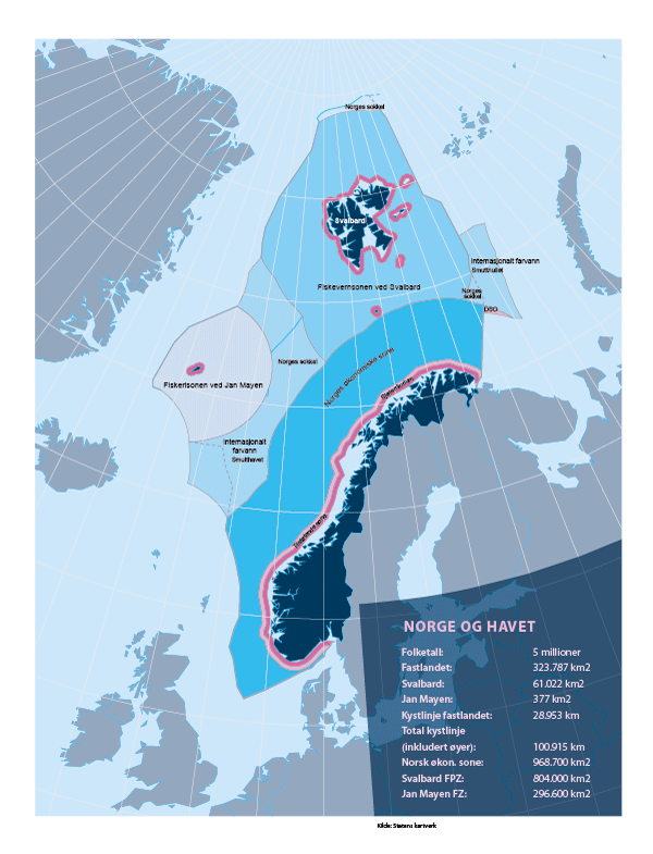 Figur 1.3 Norges havområder.
